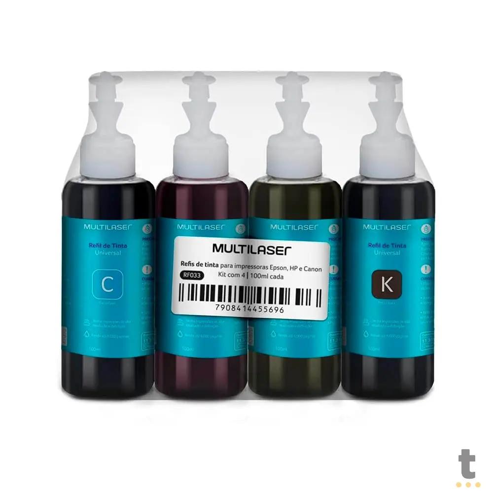 Kit Refil de Tinta Universal Multi para Impressoras Epson / Canon / HP 100ml c/ 4 Cores - RF033 Truedata